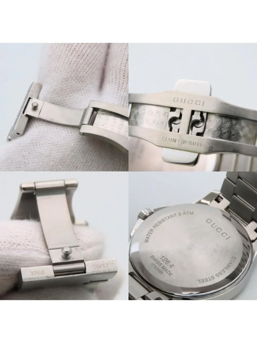 Gucci Watch Timeless 126.4 Stainless Steel Silver Dial Diamante